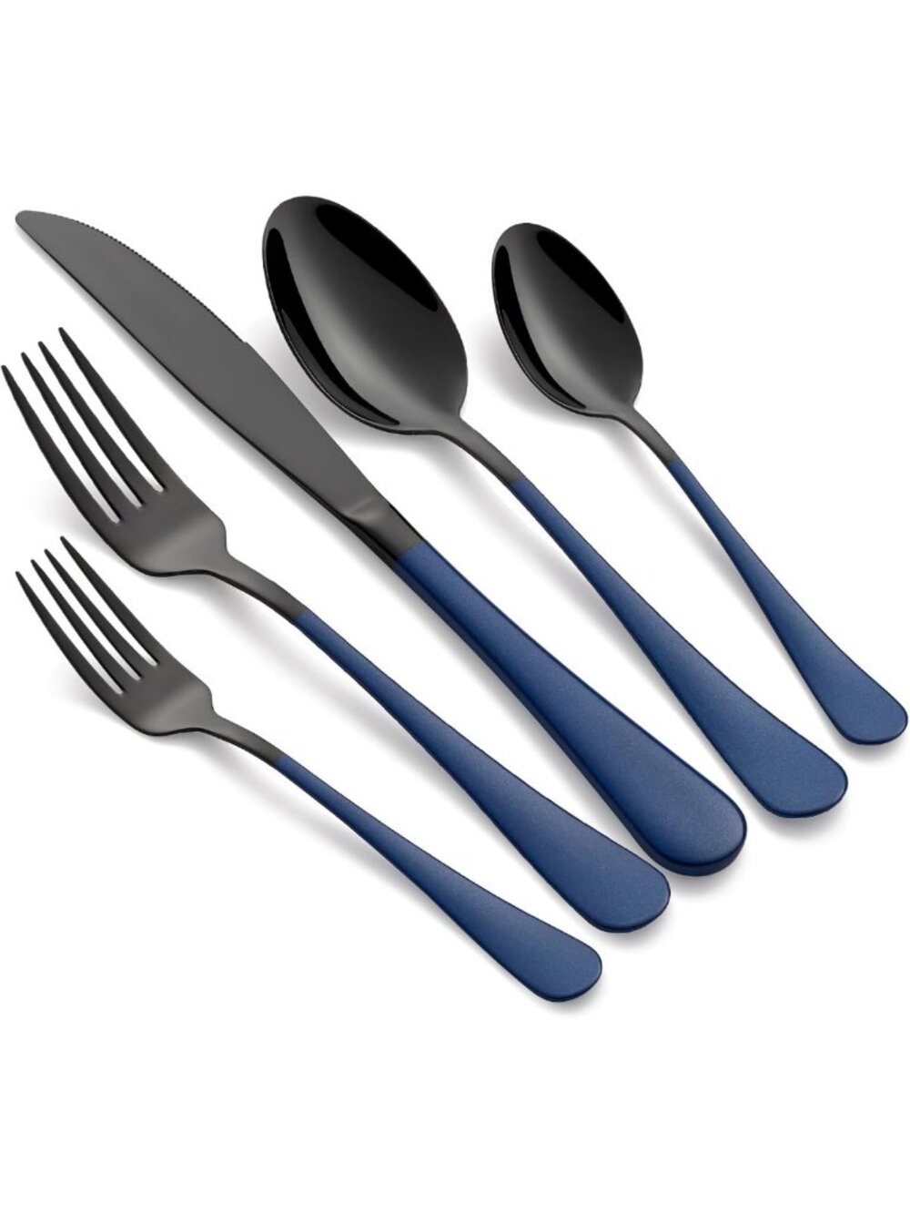 20-Piece Stainless Steel Flatware Set with Sapphire Blue Handles, Service for 4